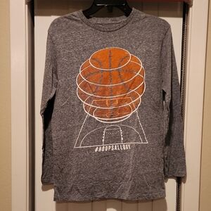 Place Gray Long Sleeve Shirt with Orange Basketball Graphic. Kids XXL 16